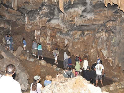 Tourists touring Crystal Cave